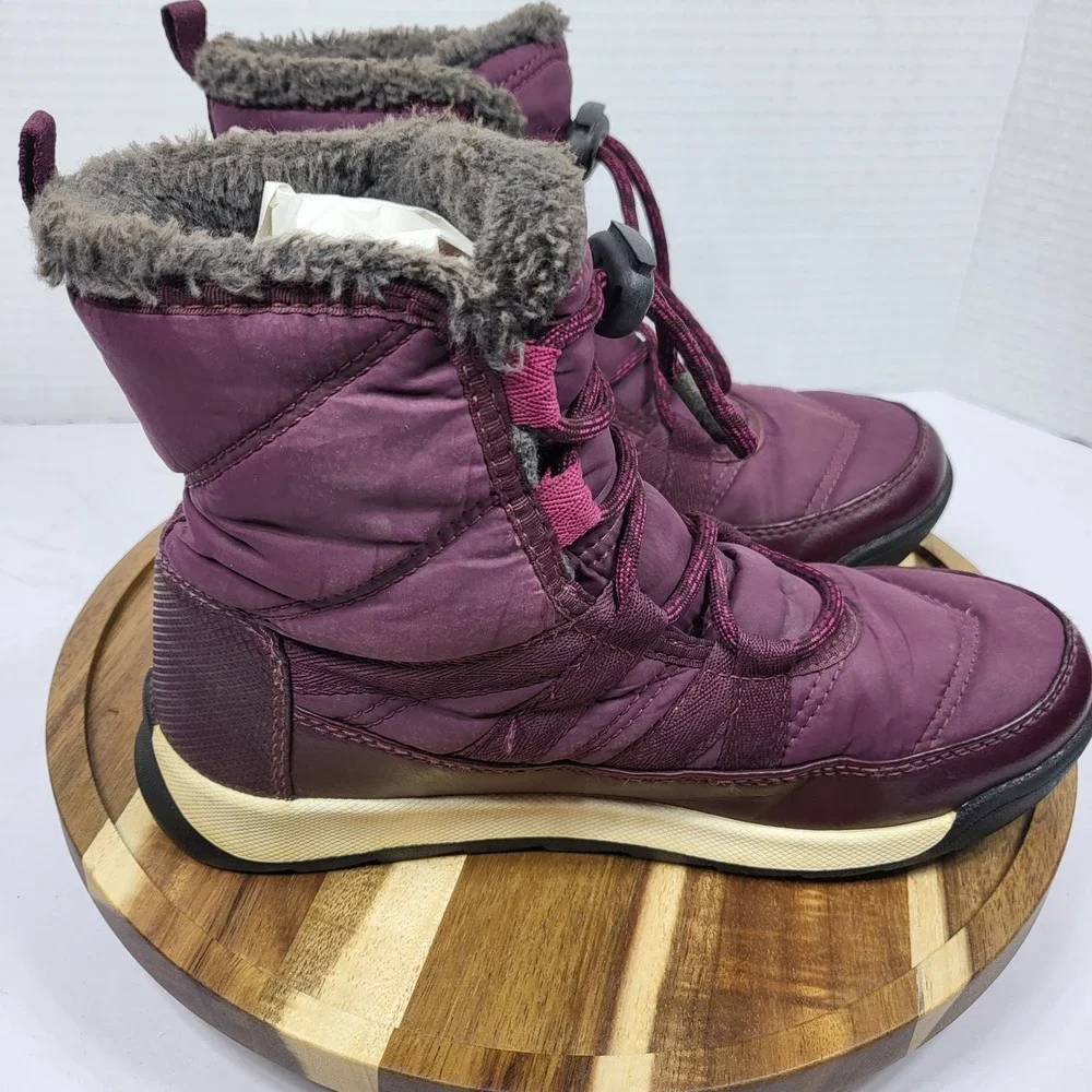 Sorel Youth‎ Whitney II Short Lace Boots Size 3 Epic Plum Waterproof Snow NY3902